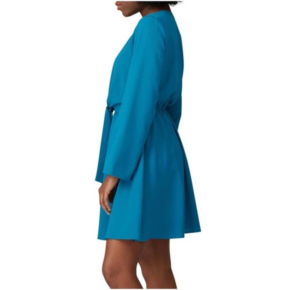 GREAT JONES Turquoise Stretch Surplice Tie Front Blouson Dress - Size Small EUC - Picture 16 of 16